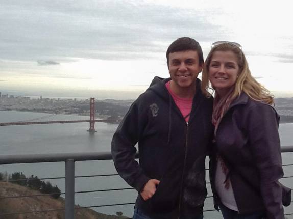 Com o Sidney, que cuidou da gente em San Francisco, na Califórnia, nos Estados Unidos